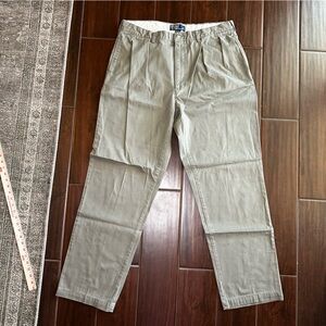 Polo Ralph Lauren Andrew Pants Mens 38x33 Khaki Chino Pleated 100% Cotton